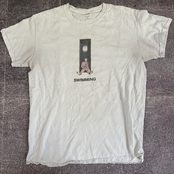 Men's 2018 Mac Miller Swimming White Graphic Hip Hop Rap Faded T Shirt Tee Sz M - Picture 1 of 3